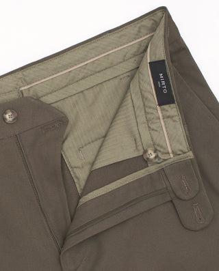Khaki strech-cotton casual trousers