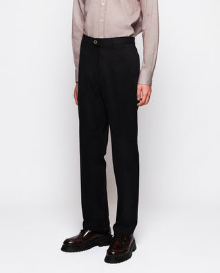 Black strech-cotton casual trousers