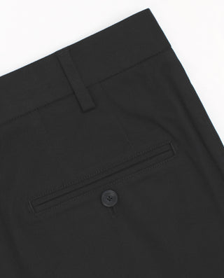 Black strech-cotton casual trousers