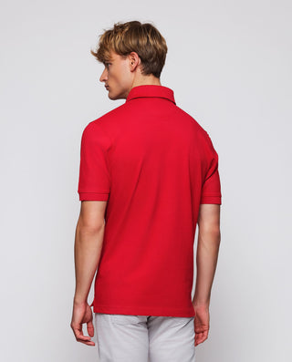Polo rojo de piqué con detalles Vichy by MIRTO | 03039_0058_3
