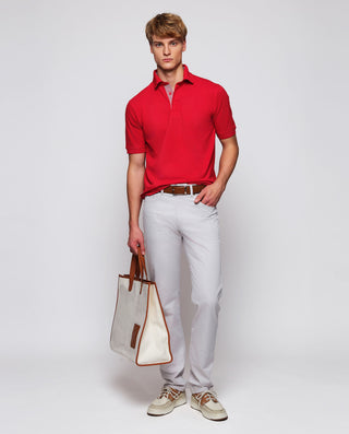 Polo rojo de piqué con detalles Vichy by MIRTO | 03039_0058_4