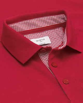 Polo rojo de piqué con detalles Vichy by MIRTO | 03039_0058_5