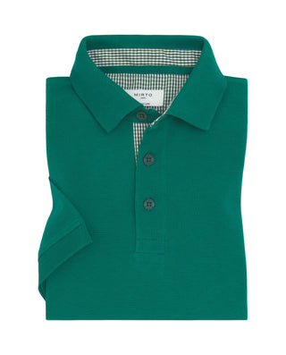 Polo verde de piqué con detalles Vichy by MIRTO | 03039_0059_1