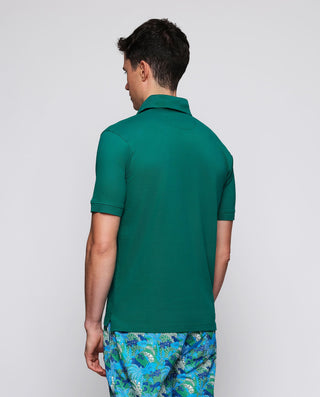 Polo verde de piqué con detalles Vichy by MIRTO | 03039_0059_3