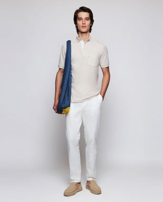 Beige piqué polo in tone rivet