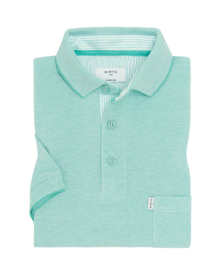Green piqué polo in tone rivet