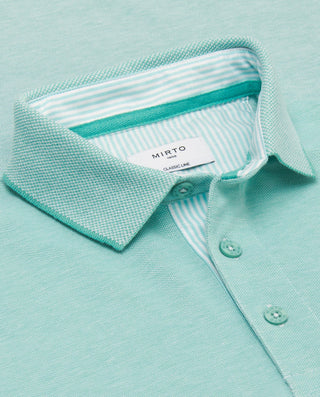 Polo verde de piqué con ribete al tono by MIRTO | 03040_0053_5