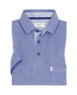 Polo azul de piqué con ribete al tono by MIRTO | 03040_0060_1