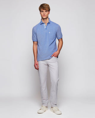 Polo azul de piqué con ribete al tono by MIRTO | 03040_0060_4