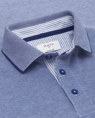 Polo azul de piqué con ribete al tono by MIRTO | 03040_0060_5