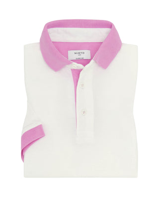 Polo blanco de piqué con detalles rosa by MIRTO | 03041_0050_1