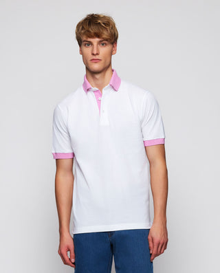 Polo blanco de piqué con detalles rosa by MIRTO | 03041_0050_2