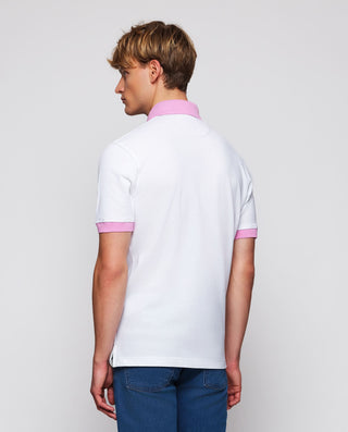 Polo blanco de piqué con detalles rosa by MIRTO | 03041_0050_3