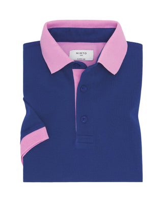 Polo azul de piqué con detalles rosa by MIRTO | 03041_0052_1