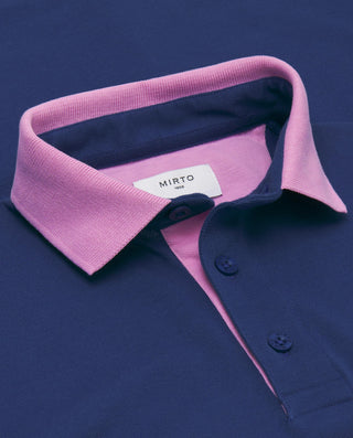Polo azul de piqué con detalles rosa by MIRTO | 03041_0052_5