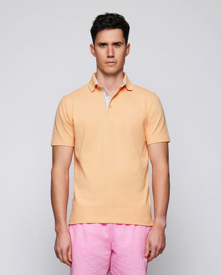 Polo naranja de piqué con detalles de cuadros by M | 03042_0051_2