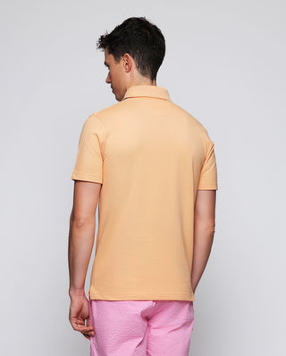 Polo naranja de piqué con detalles de cuadros by M | 03042_0051_3