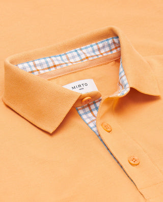 Polo naranja de piqué con detalles de cuadros by M | 03042_0051_5