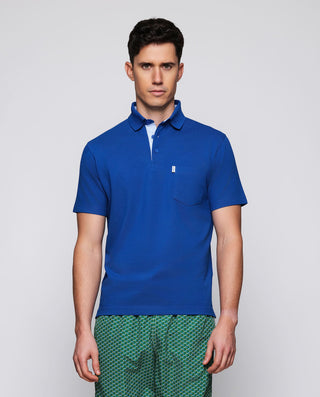 Polo azul de piqué con detalles tejido Oxford by M | 03043_0053_2