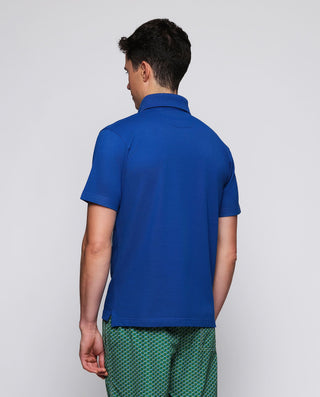 Polo azul de piqué con detalles tejido Oxford by M | 03043_0053_3
