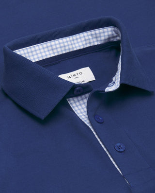 Polo azul de piqué con detalles tejido Oxford by M | 03043_0053_5