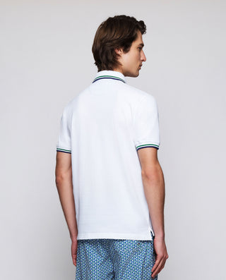 White piqué polo with contrast details