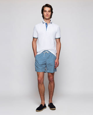 White piqué polo with contrast details