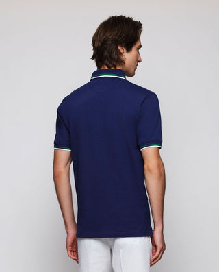 Blue piqué polo with contrast details