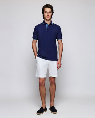 Blue piqué polo with contrast details