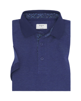 Polo azul de piqué con detalles florales by MIRTO | 03047_0050_1