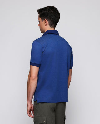 Polo azul de piqué con detalles florales by MIRTO | 03047_0050_3