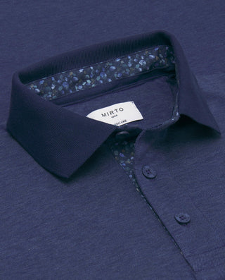 Polo azul de piqué con detalles florales by MIRTO | 03047_0050_5