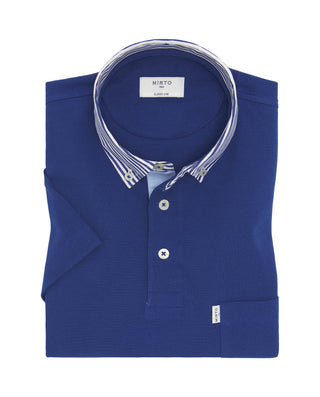 Polo azul de piqué cuello camisero rayas by MIRTO | 03049_0052_1