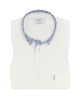 Polo blanco de piqué cuello camisero floral by MIR | 03051_0050_1
