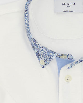 Polo blanco de piqué cuello camisero floral by MIR | 03051_0050_2
