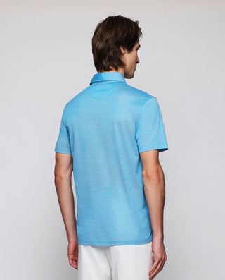 Turquoise Lisle cotton knit shirt short sleeves
