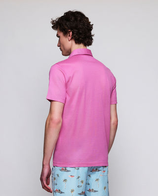 Fuchsia Lisle cotton knit shirt short sleeves