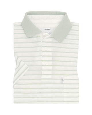 Polo de piqué rayas horizontales blancas y ve by M | 03059_0050_1