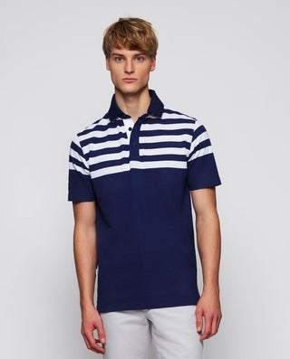 Polo de piqué azul marino rayas horizontales by MI | 03060_0050_1