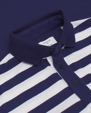 Polo de piqué azul marino rayas horizontales by MI | 03060_0050_5