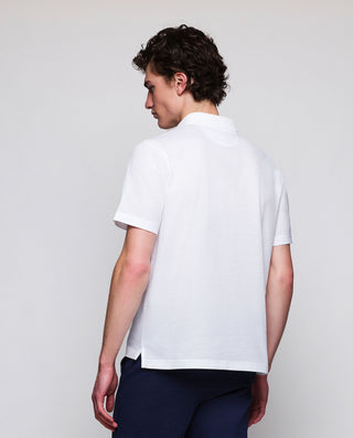 White cotton polo zip closure
