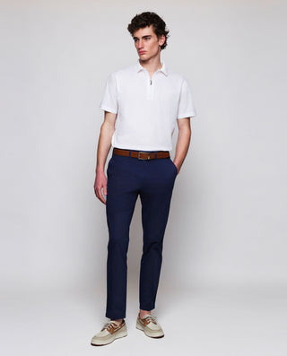 White cotton polo zip closure