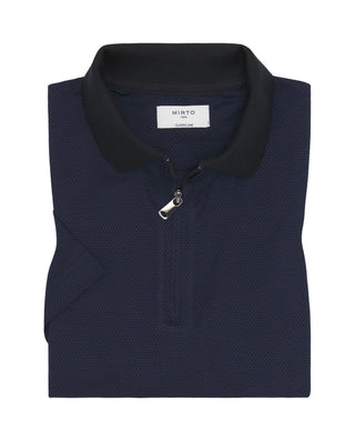 Navy blue cotton polo zip closure