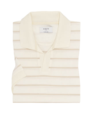Polo beige de algodón raya horizontal by MIRTO | 03064_0050_1