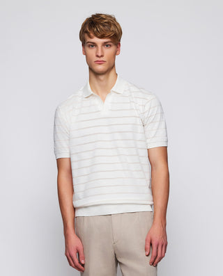 Polo beige de algodón raya horizontal by MIRTO | 03064_0050_2