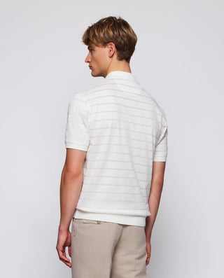 Polo beige de algodón raya horizontal by MIRTO | 03064_0050_3