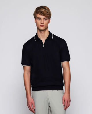 Polo azul marino de algodón vivos en contrast by M | 03065_0051_2