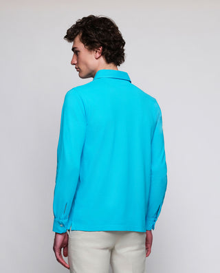 Turquoise washed cotton knit shirt