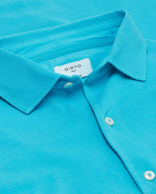 Camisa de punto turquesa en algodón lavado by MIRT | 03073_0054_5