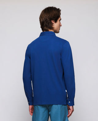 Navy blue washed cotton knit shirt